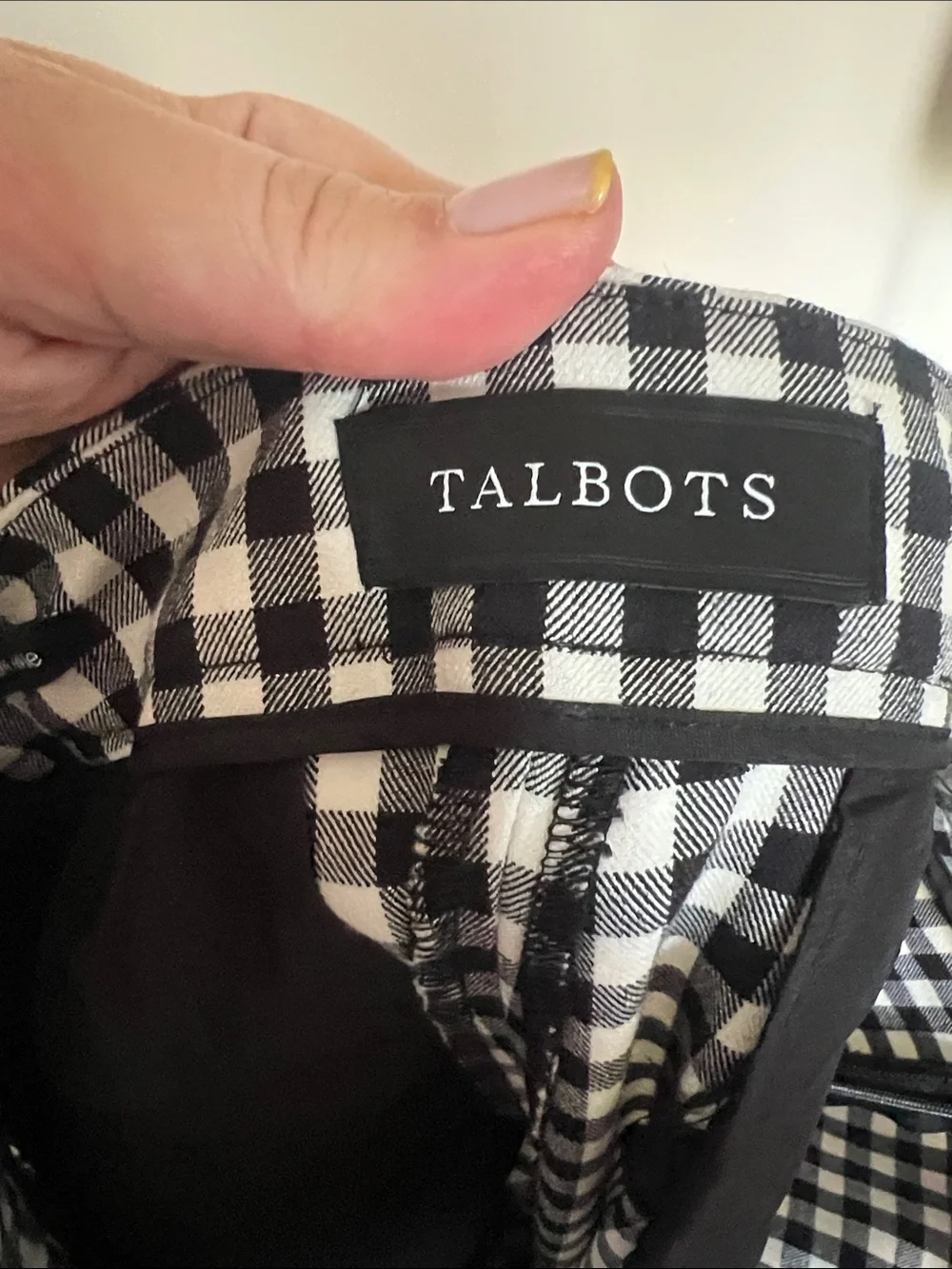 Talbots Gingham Chatham Preppy Ankle Pants Black White Side Zip Size 12 - Picture 7 of 11